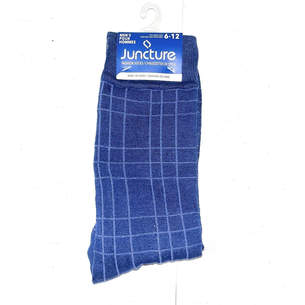 NWT Juncture Men's Socks Blue Geometric Size 6-12‎ Adult Dress Socks Accessories